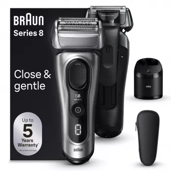 Máquina de barbear elétrica BRAUN Series 8 8567cc Sistema húmido e seco com estação de limpeza e carregamento