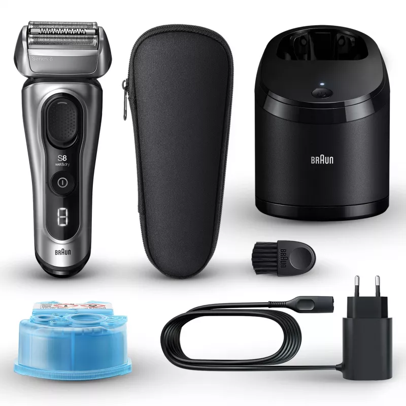 Máquina de barbear elétrica BRAUN Series 8 8567cc Sistema húmido e seco com estação de limpeza e carregamento