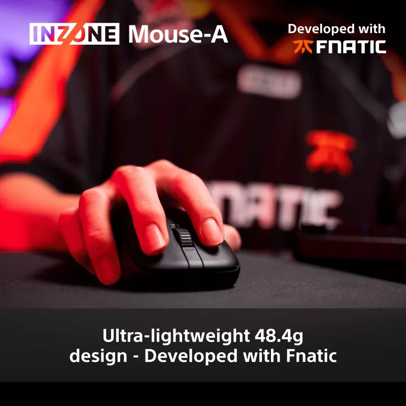 Rato gaming sem fios Sony INZONE para destro RF Ótico 30000 DPI, aceleração 70G, scroll por roda