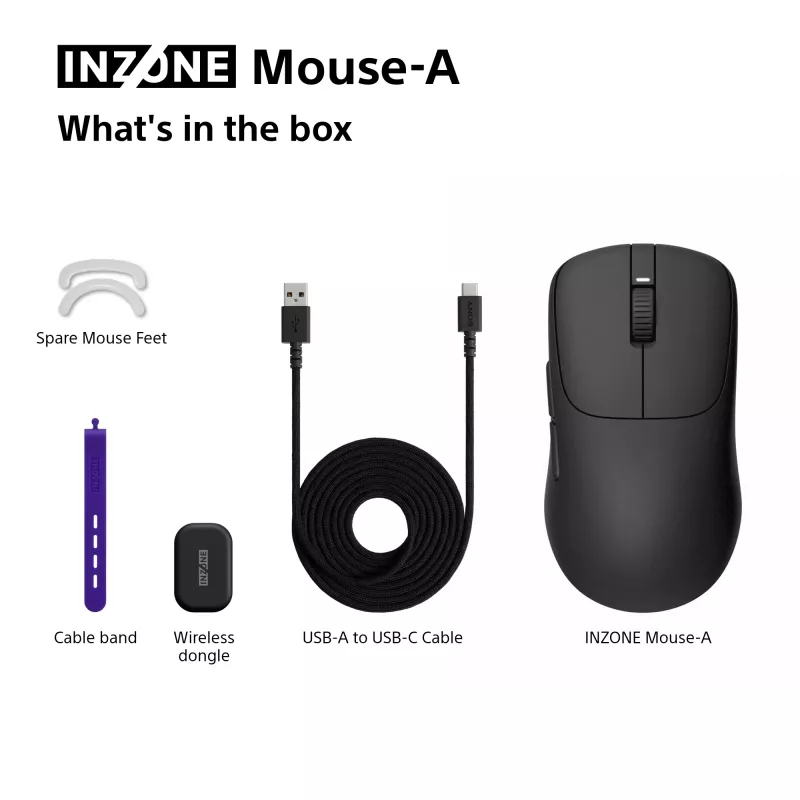 Rato gaming sem fios Sony INZONE para destro RF Ótico 30000 DPI, aceleração 70G, scroll por roda