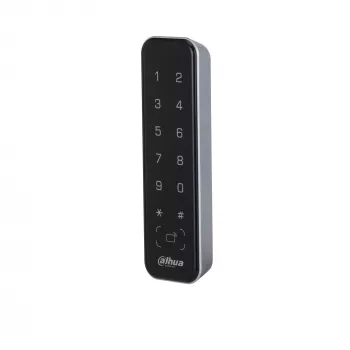 Leitor de controlo de acessos DAHUA ASR2201A-D, preto — 12 V DC, 1,7 W típico, 135×40×15 mm