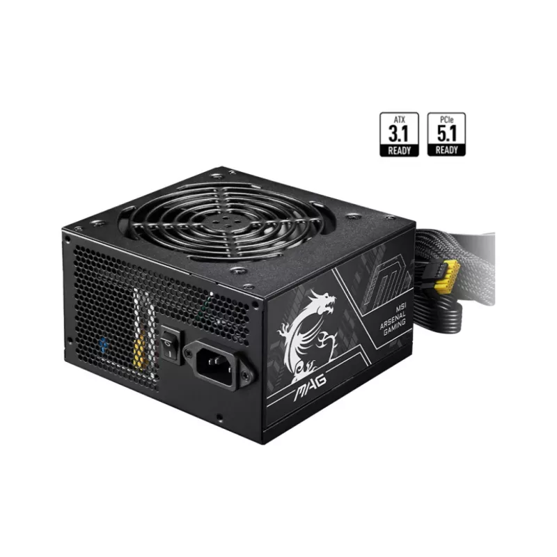 Fonte de alimentação MSI MAG A650BN PCIE5 II 650W 20+4 pin ATX 80 PLUS Bronze Preto