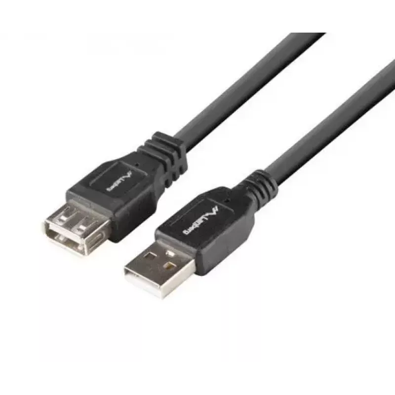 Cabo LANBERG USB-A para USB-A 2.0, ficha para conector fêmea, 1,8 m, preto