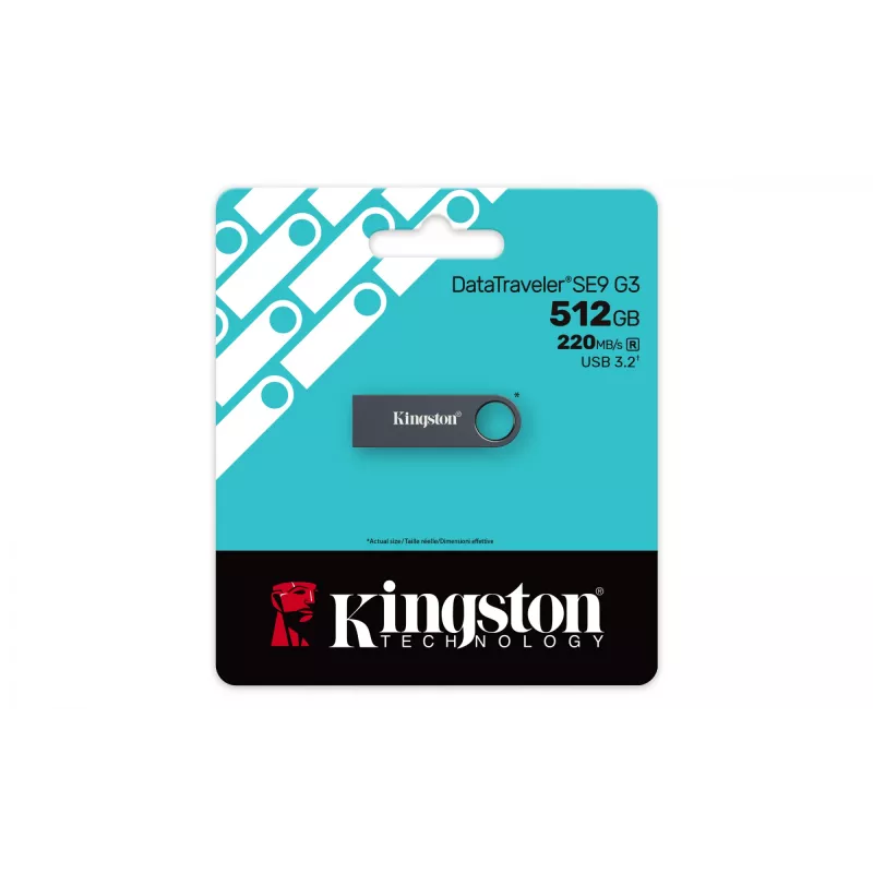 Pen drive KINGSTON DataTraveler SE9 G3 512 GB – USB Type-A, USB 3.2 Gen 1, 220/100 MB/s, sem tampa, Dark Nickel
