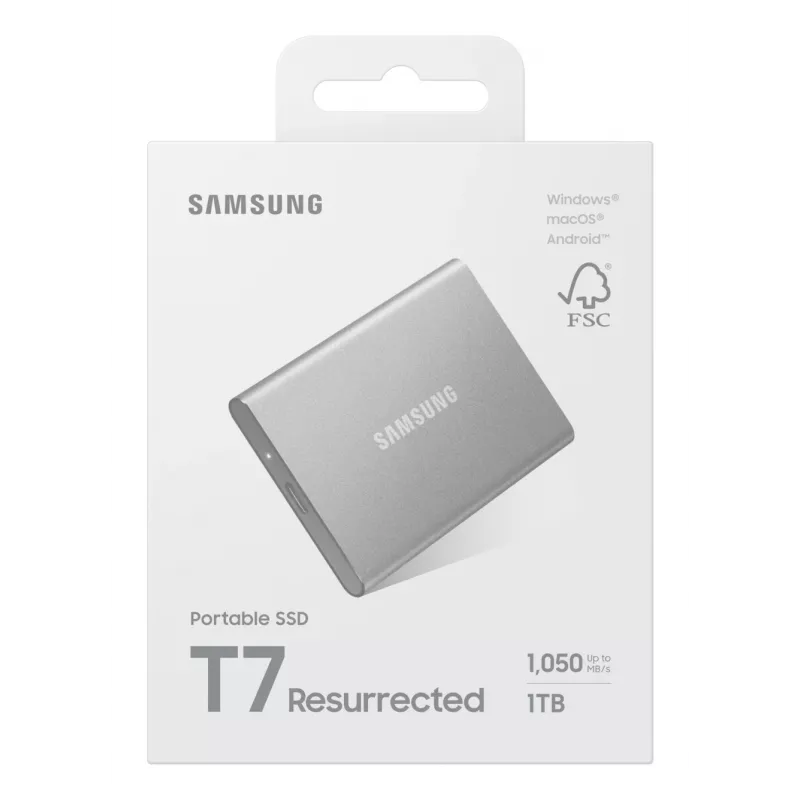 Unidade de estado sólido externa Samsung MU-PD1T0G/WW 1 TB USB Type-C 3.2 Gen 2 (3.1 Gen 2) prateada