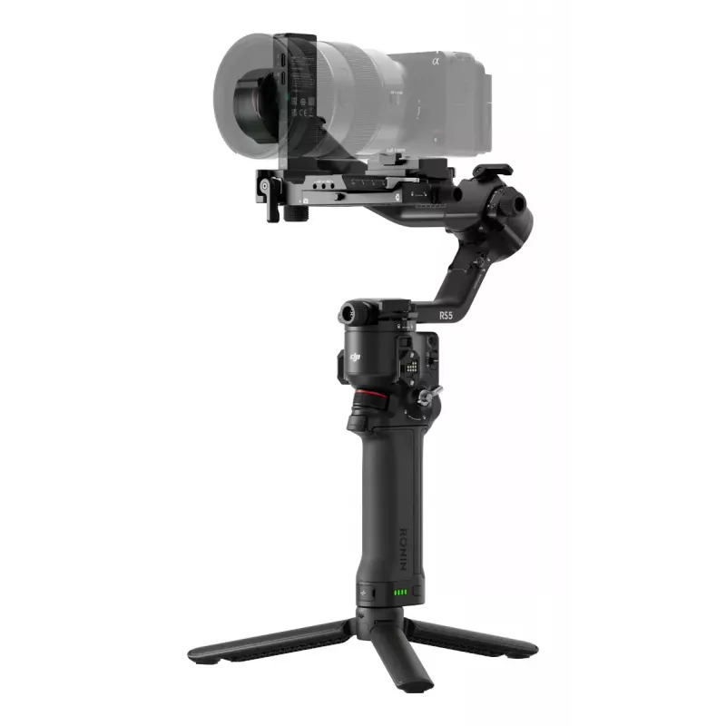 Estabilizador de câmara DJI RS 5 — alumínio, preto, 30 h de autonomia, 1,46 kg