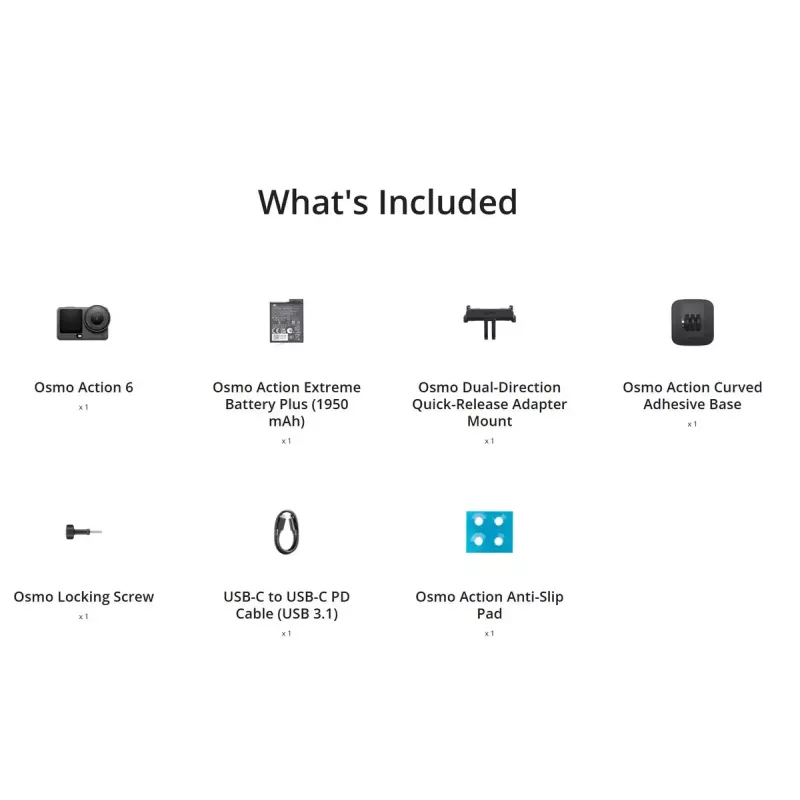 Action cam DJI Osmo Action 6 Standard Combo — 38 MP CMOS, 4K Ultra HD, campo de visão de 155°, zoom digital de 2x
