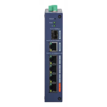 Switch gerido Hardened DAHUA CHS4106-4ET-60 — 6 portas, 4x PoE 10/100, L2, 4,8 Gbit/s, 8000 MAC