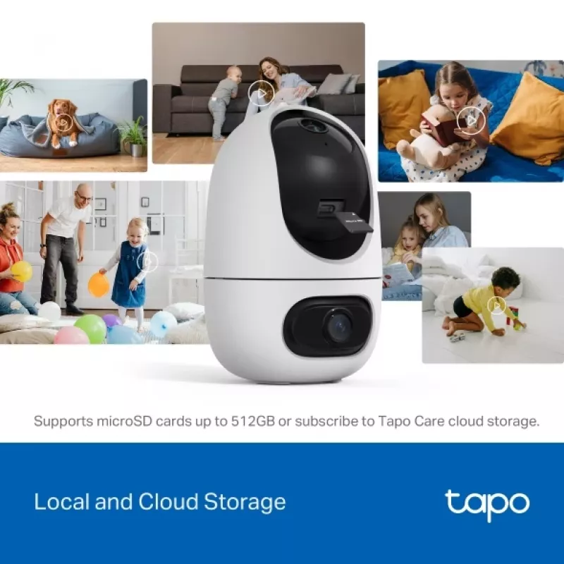 Câmara de vigilância IP TP-Link Tapo C245D 2304×1296, objetiva 3,1 mm, 104,3° hor., montagem em teto/parede, sem fios, interior, branco