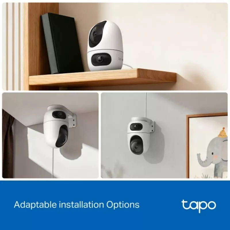 Câmara de vigilância IP TP-Link Tapo C245D 2304×1296, objetiva 3,1 mm, 104,3° hor., montagem em teto/parede, sem fios, interior, branco