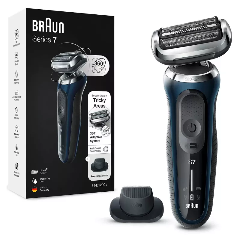 Máquina de barbear de lâmina Braun Series 7 71-B1200s aparador azul