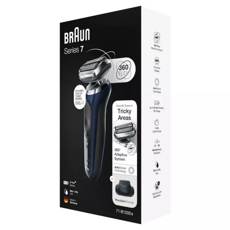 Máquina de barbear de lâmina Braun Series 7 71-B1200s aparador azul