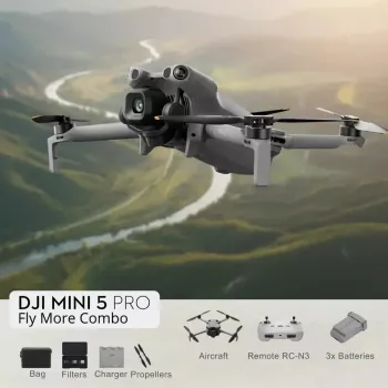 DJI MINI 5 PRO Fly More Combo (RC-N3) drone leve de 249g com sensor de 50MP, Lidar, 3 baterias, controlo remoto