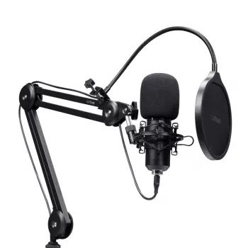 Microfone para podcast TRUST GXT 270 Emita II+ — condensador USB, com fios, caixa metálica, preto, cabo de 2,5 m
