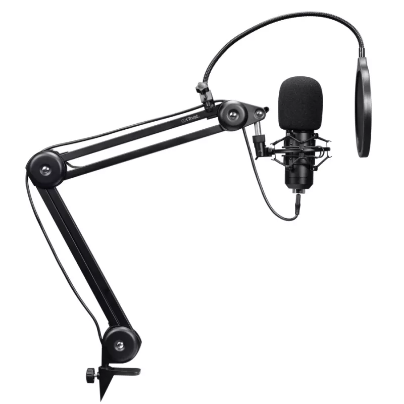 Microfone para podcast TRUST GXT 270 Emita II+ — condensador USB, com fios, caixa metálica, preto, cabo de 2,5 m