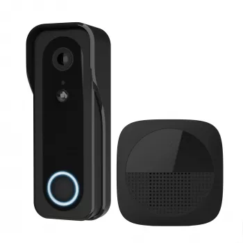 Videoporteiro TRUST DOORCAM-3000 preto, 3 MP, Wi-Fi 2,4 GHz, MicroSD até 256 GB, bateria/USB (8–24 V)