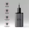 Carregador de parede AXAGON ACU-PQ67D, 67W, USB-C PD3.0 + USB-A QC4+, 2 saídas, ecrã LCD, 100–240V