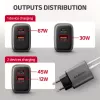 Carregador de parede AXAGON ACU-PQ67D, 67W, USB-C PD3.0 + USB-A QC4+, 2 saídas, ecrã LCD, 100–240V