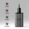 Fonte de alimentação AXAGON ACU-PQ67, 67W, PD3.0 + QC4+, 1x USB-C + 1x USB-A, 100–240V, cinzento/preto