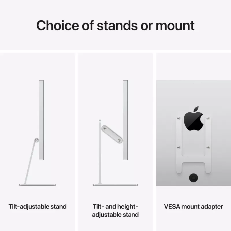 Monitor Apple Studio Display 27 polegadas (68,6 cm) 5K Ultra HD LED, vidro nanotexturizado, adaptador de suporte VESA, prateado