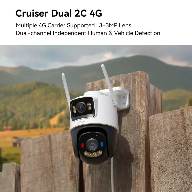 Câmara de segurança IP IMOU Cruiser Dual 2C 4G Turret exterior 2304×1296 objetiva de 3,6 mm montagem em teto/parede