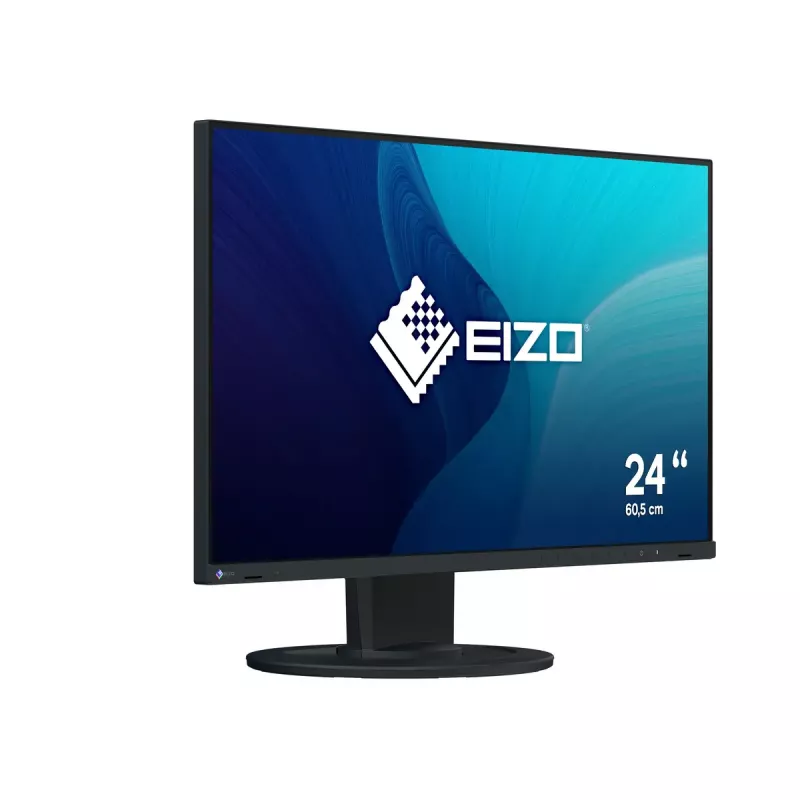 Monitor de computador EIZO FlexScan EV2400R-BK 23,8 polegadas (60,5 cm) Full HD 1920x1080 IPS LCD, 5 ms, hub USB, altifalantes, VESA, ajustável em altura, preto