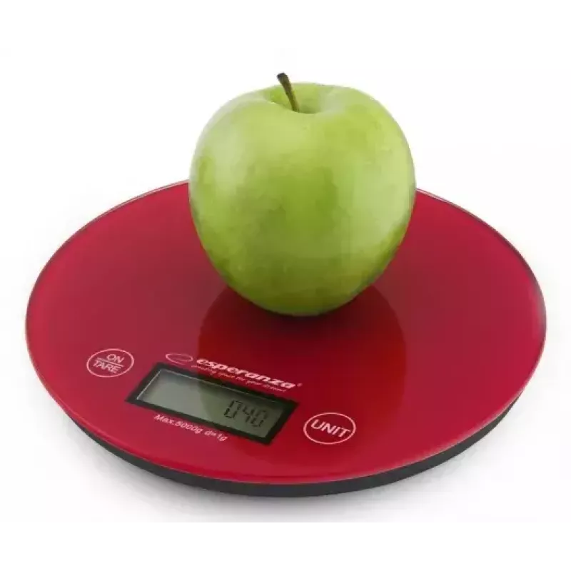 Balança de cozinha eletrónica ESPERANZA EKS003R – capacidade de 5 kg, tara, g/lb/oz, vermelho