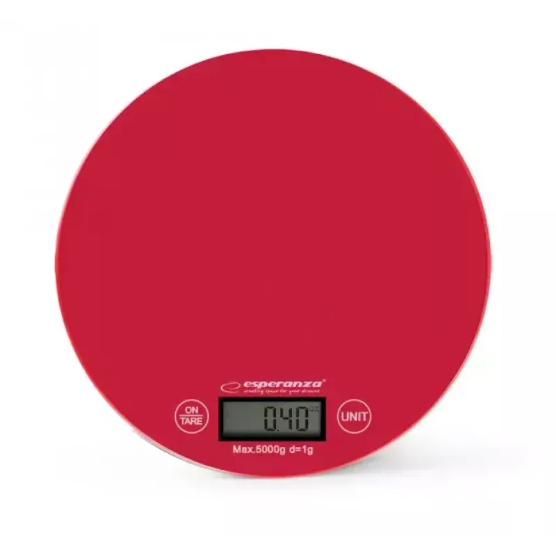 Balança de cozinha eletrónica ESPERANZA EKS003R – capacidade de 5 kg, tara, g/lb/oz, vermelho