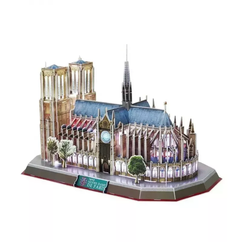 Puzzle 3D CubicFun Notre Dame (luz) — modelo DA-20509, edição leve iluminada
