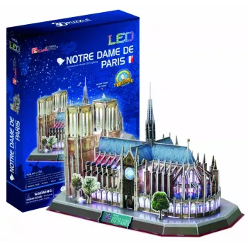 Puzzle 3D CubicFun Notre Dame (luz) — modelo DA-20509, edição leve iluminada