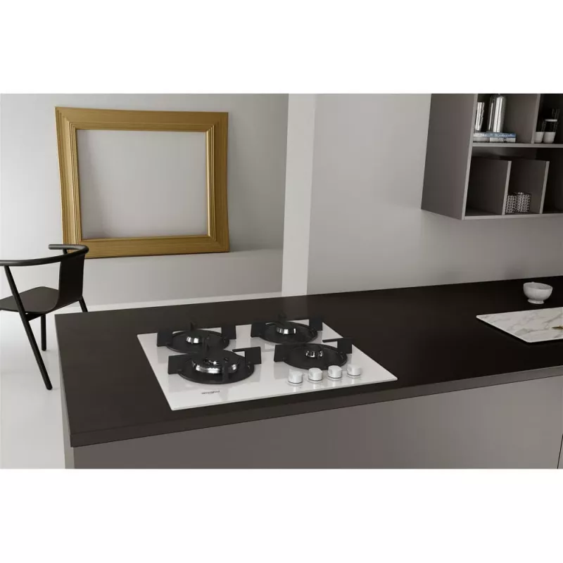 Whirlpool AKT 625/WH Preto, Branco Encastre 60 cm Gás 4 zona(s)
