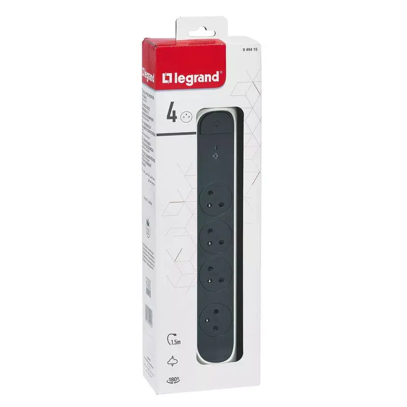 Unidade de distribuição de energia Legrand 0 494 15 4 tomadas AC Cinzento Branco