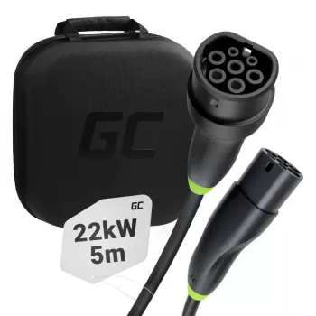 Cabo de carregamento Green Cell EVKABGC01 Type 2 — 5 m, 22 kW (3 fases), 32 A, preto