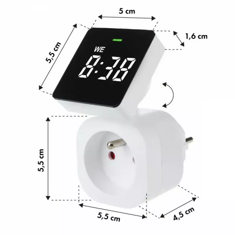 Temporizador digital GreenBlue GB610E, carga máx. 16A, IP20, ciclos de ligar/desligar programáveis