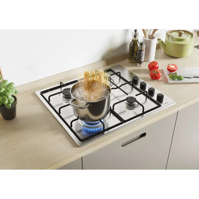 Placa a gás encastrável Candy Smart CHW6LBX/4U aço inoxidável 60 cm 4 zona(s)