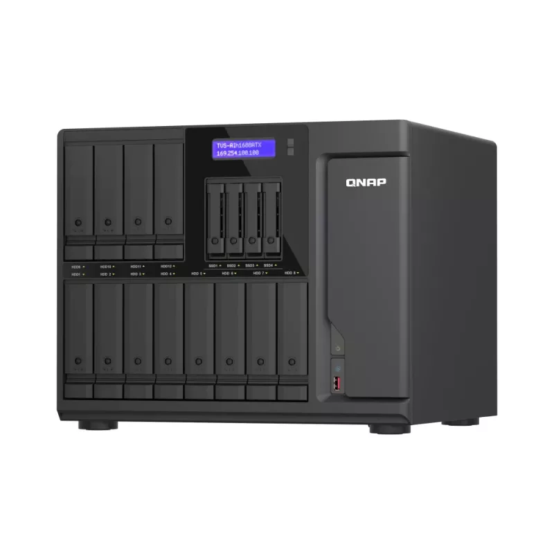 Servidor NAS/armazenamento QNAP TVS-AIH1688ATX-U7-32G Tower 32 GB DDR5 0 TB QuTS hero Black
