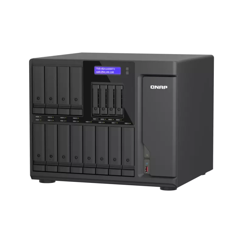 Servidor NAS/armazenamento QNAP TVS-AIH1688ATX-U7-32G Tower 32 GB DDR5 0 TB QuTS hero Black