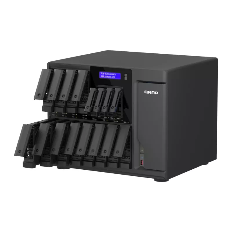 Servidor NAS/armazenamento QNAP TVS-AIH1688ATX-U7-32G Tower 32 GB DDR5 0 TB QuTS hero Black