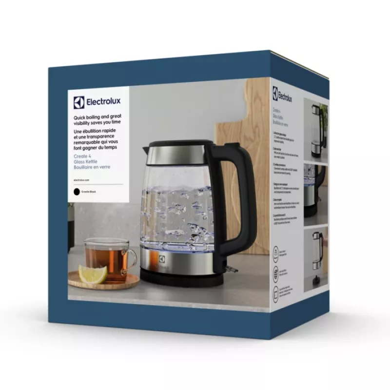 Chaleira elétrica Electrolux E4GK1-4GB 1,7 L 2200 W preto, aço inoxidável, transparente