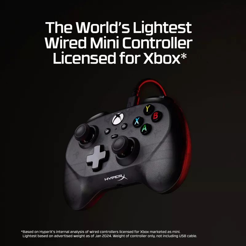 Comando de jogos HyperX Clutch Tanto Mini WD, joystick, Xbox, Xbox One, com fios, USB, preto, 2,95 m