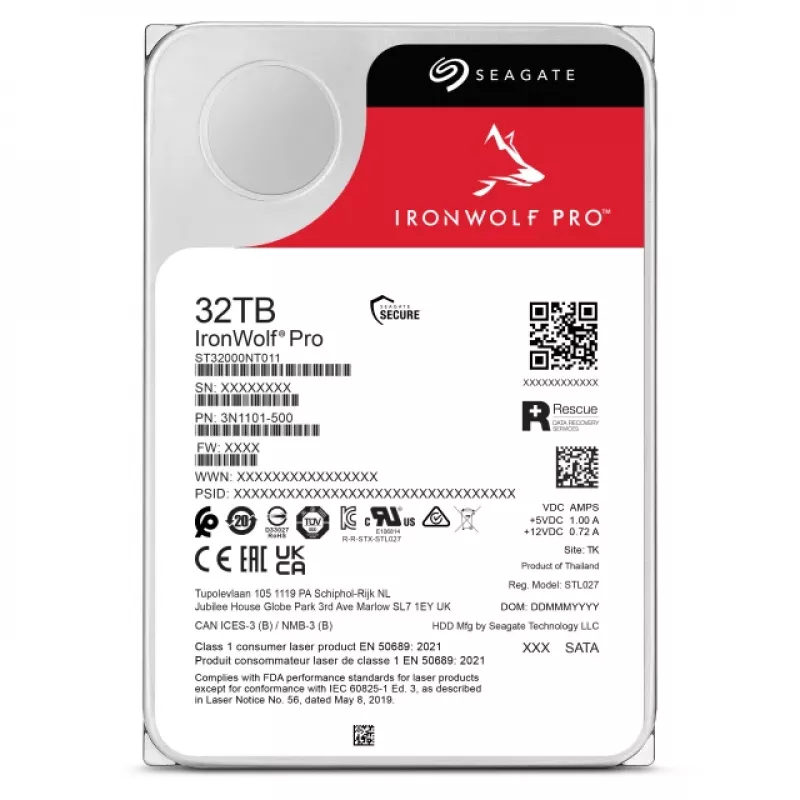 Disco interno Seagate IronWolf Pro ST32000NT000 32 TB 7200 rpm 3,5 polegadas Serial ATA III