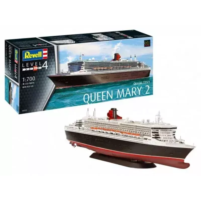 Modelo de navio de passageiros REVELL Queen Mary 2 kit, escala 1:700