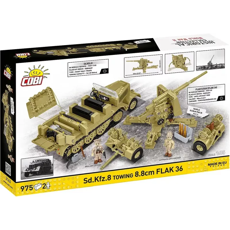 Cobi Blocks Sd.Kfz.8 com 8,8 cm Flak 36 conjunto de construção, 975 peças