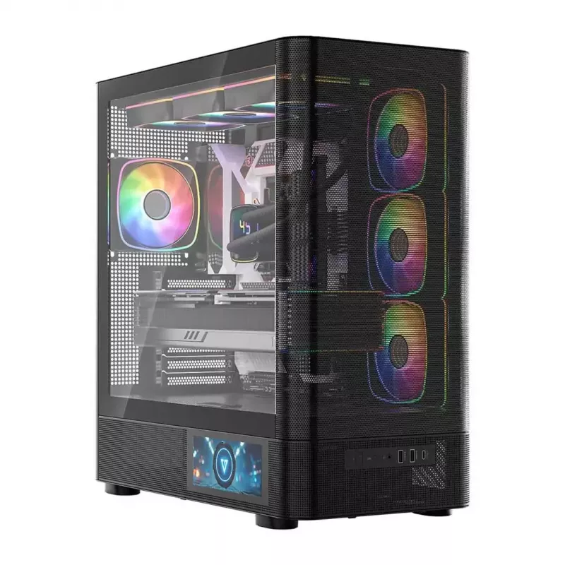 Caixa de PC MODECOM VOLCANO AQ400 ARGB MIDI preto — MODECOM MC-A-AQ400-4FA-B