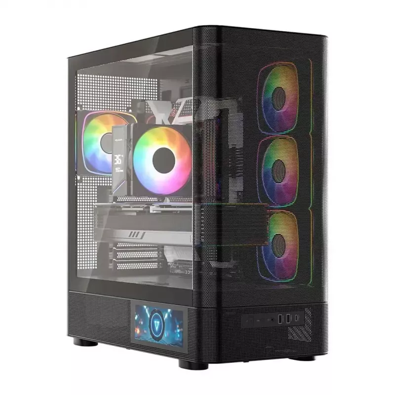 Caixa de PC MODECOM VOLCANO AQ400 ARGB MIDI preto — MODECOM MC-A-AQ400-4FA-B