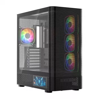 Caixa de PC MODECOM VOLCANO AQ400 ARGB MIDI preto — MODECOM MC-A-AQ400-4FA-B