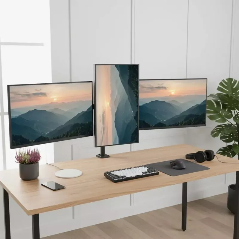 Suporte para monitor MACLEAN MC-137 — mola a gás, para 3 monitores 17