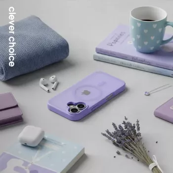 Capa Crong Hybrid Matte Magnetic MagSafe para iPhone 17 — lavanda translúcida, PC+TPU