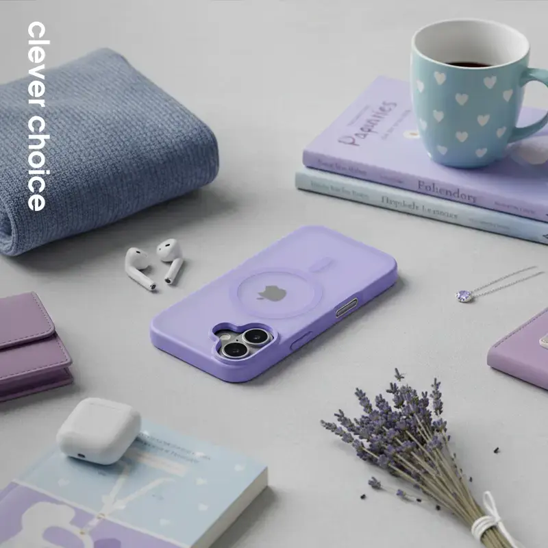 Capa Crong Hybrid Matte Magnetic MagSafe para iPhone 17 — lavanda translúcida, PC+TPU