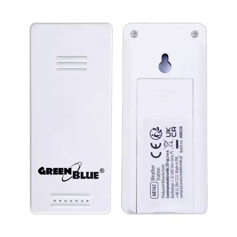 Estação meteorológica sem fios GreenBlue GB169 — temperatura e humidade interior/exterior, relógio, alarme, alcance até 60 m, °C/°F selecionável